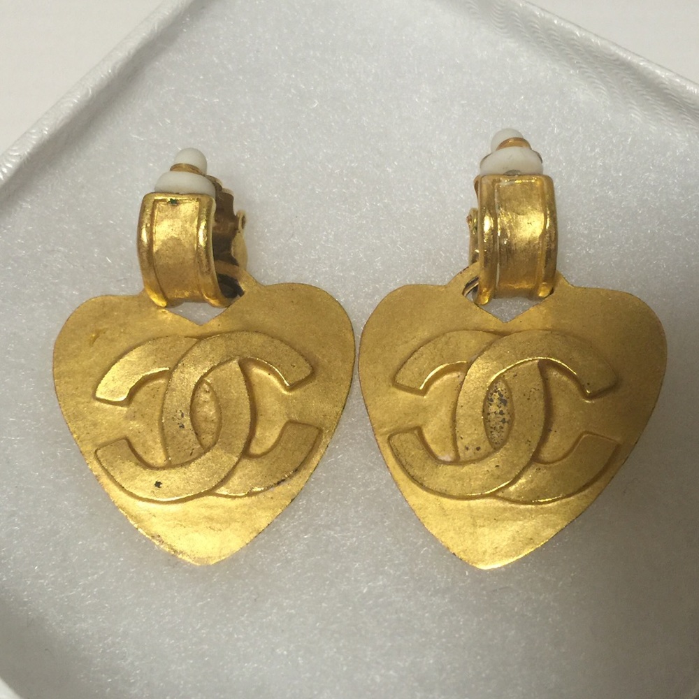 Authentic Chanel Heart Earrings