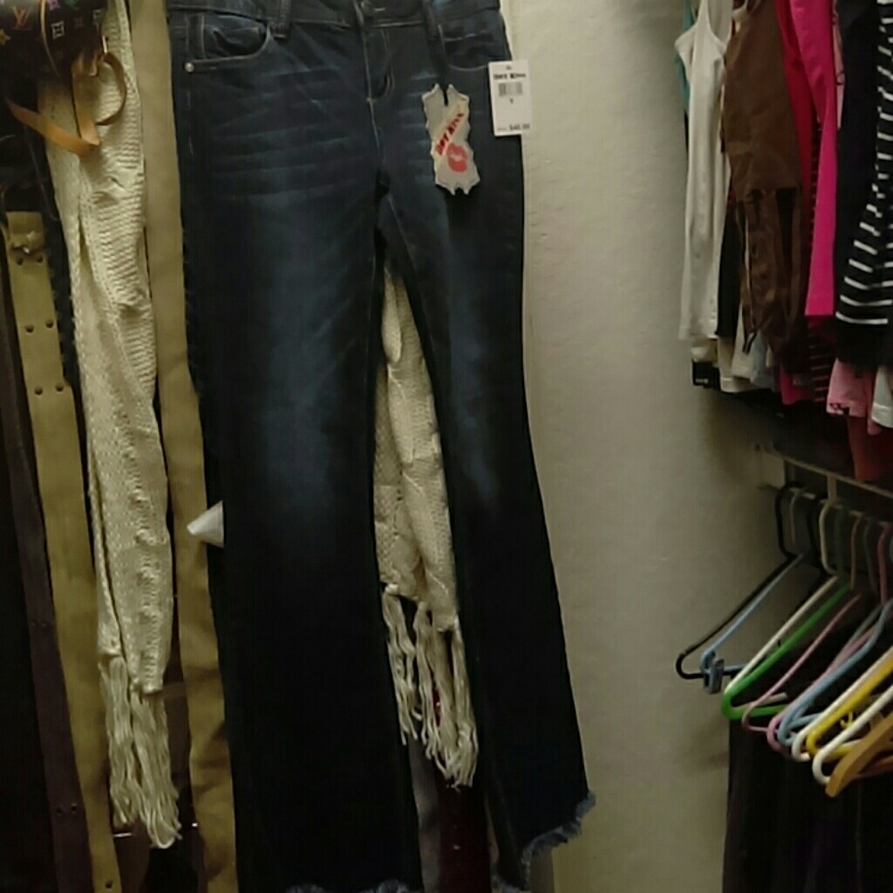Denim (bottom-frayed) Blue Jean Flares