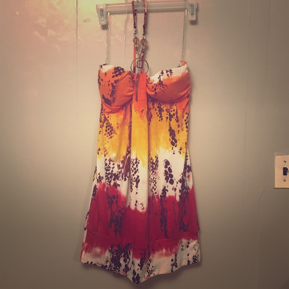 Sleeveless Beaded Neck Tie Summer Dress