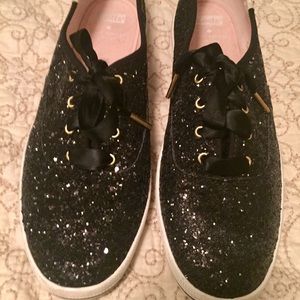 Kate Spade Black Glitter Keds