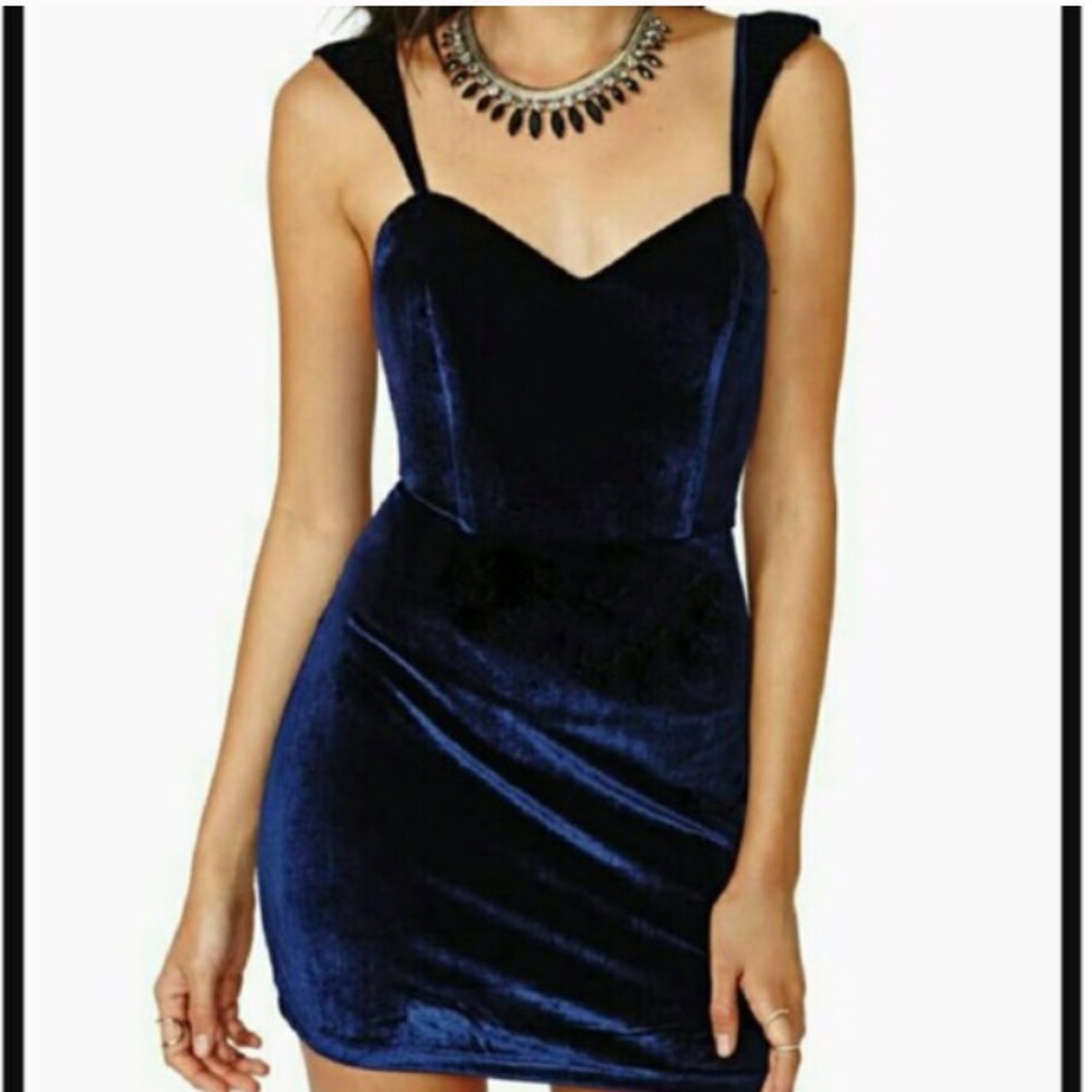 Nasty gal velvet navy blue oracle dress NWT