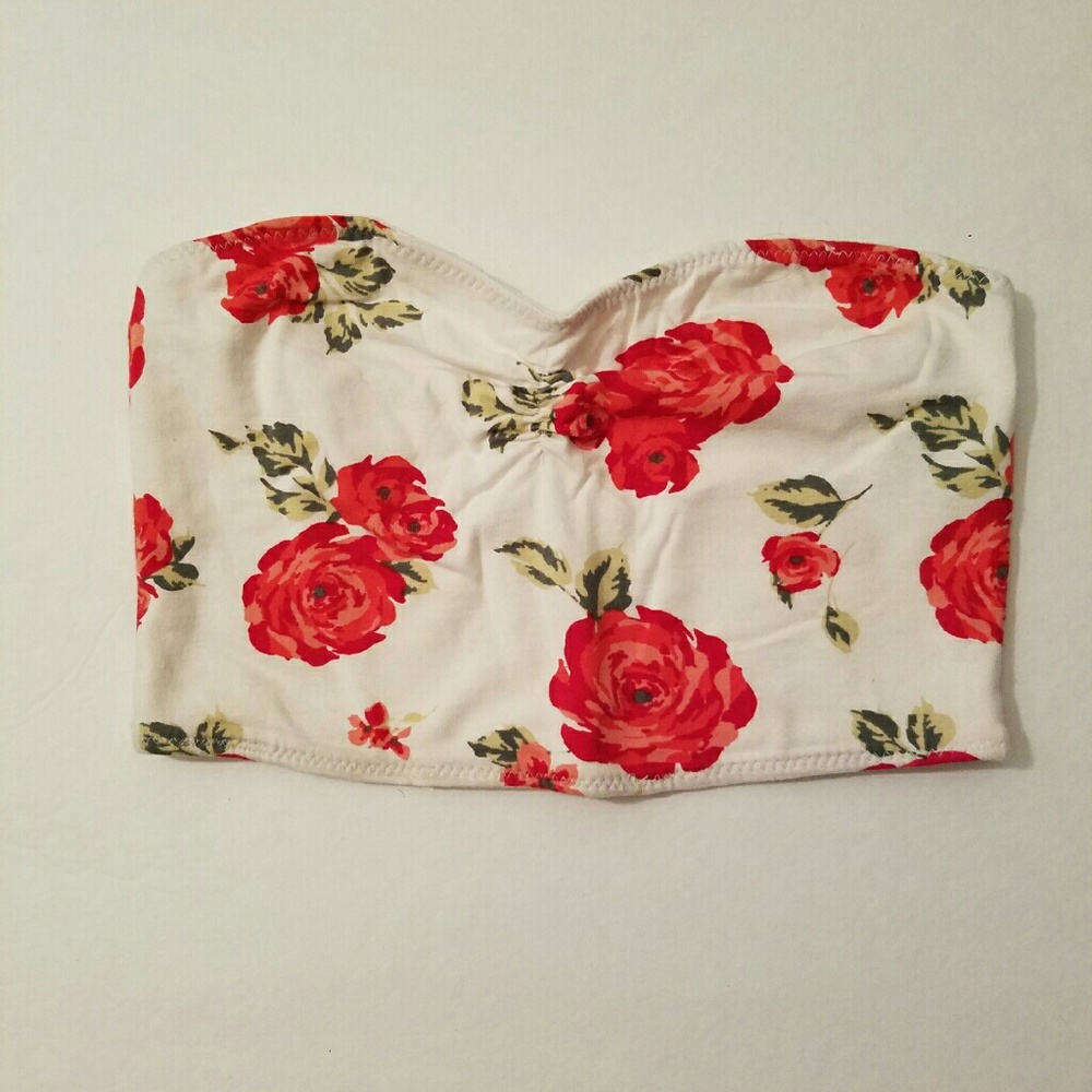 Roses crop tube top