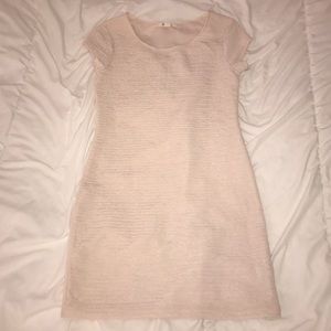 Fitted nude textured body con dress