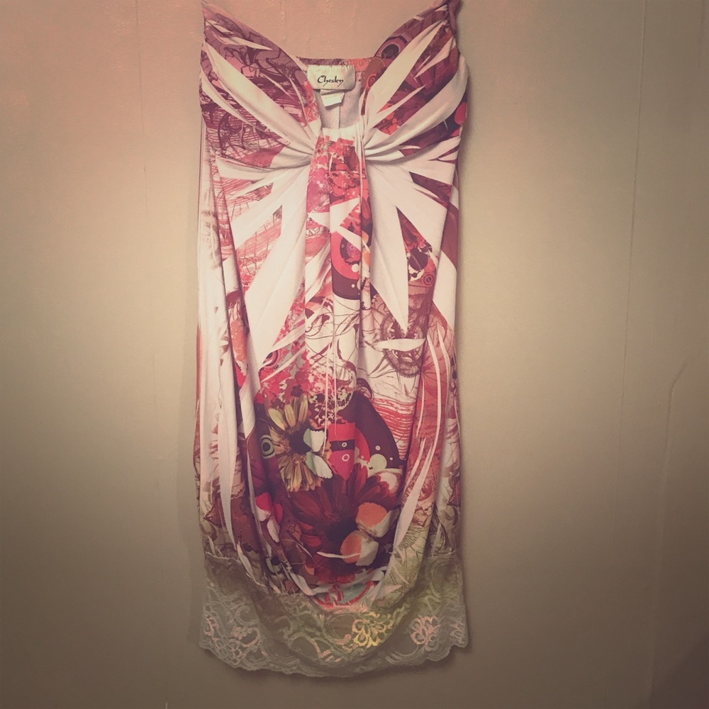 Stylish Butterfly Sleeveless Dress w Laced Bottom