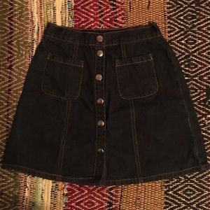 BDG button front denim skirt