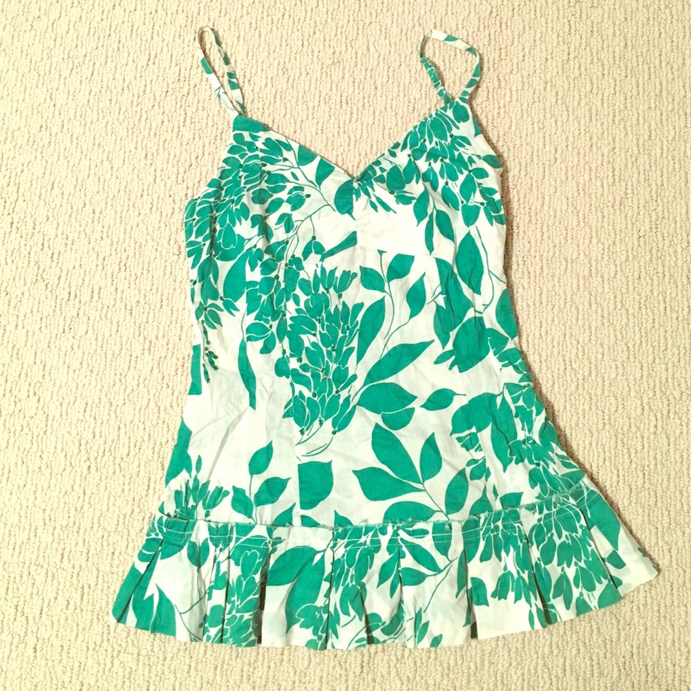 Fun floral tank top with beads and pleated trim