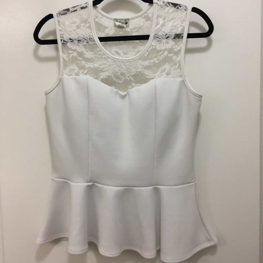 White Lace Peplum Top
