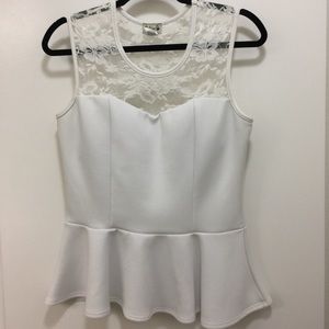 White Lace Peplum Top