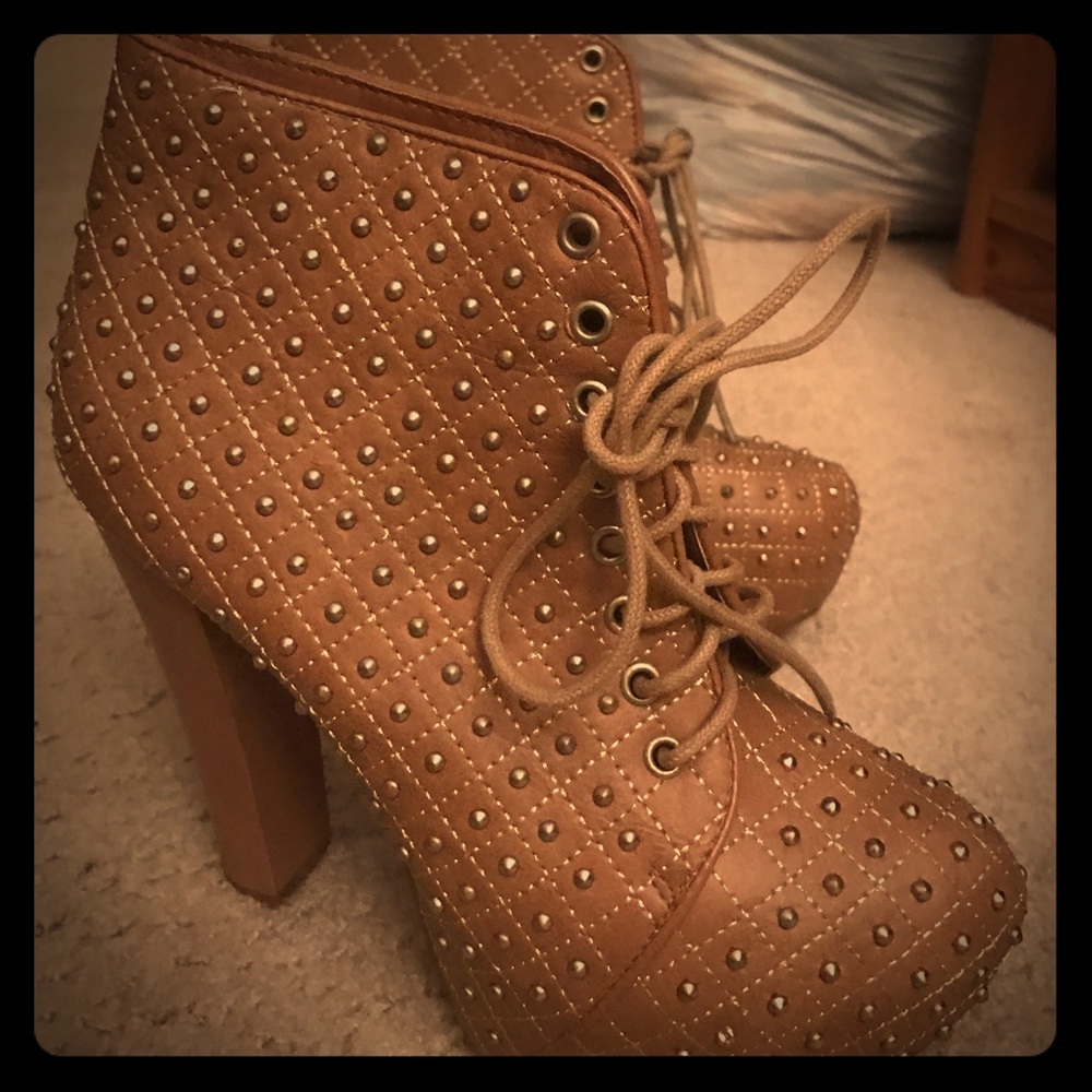 Charolette rousse tan and gold heels ankle boots