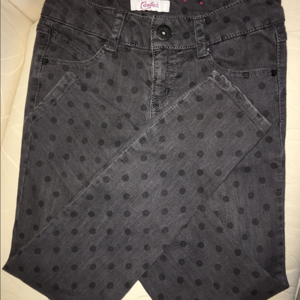 Gray/Blk Dot Skinny Jeans