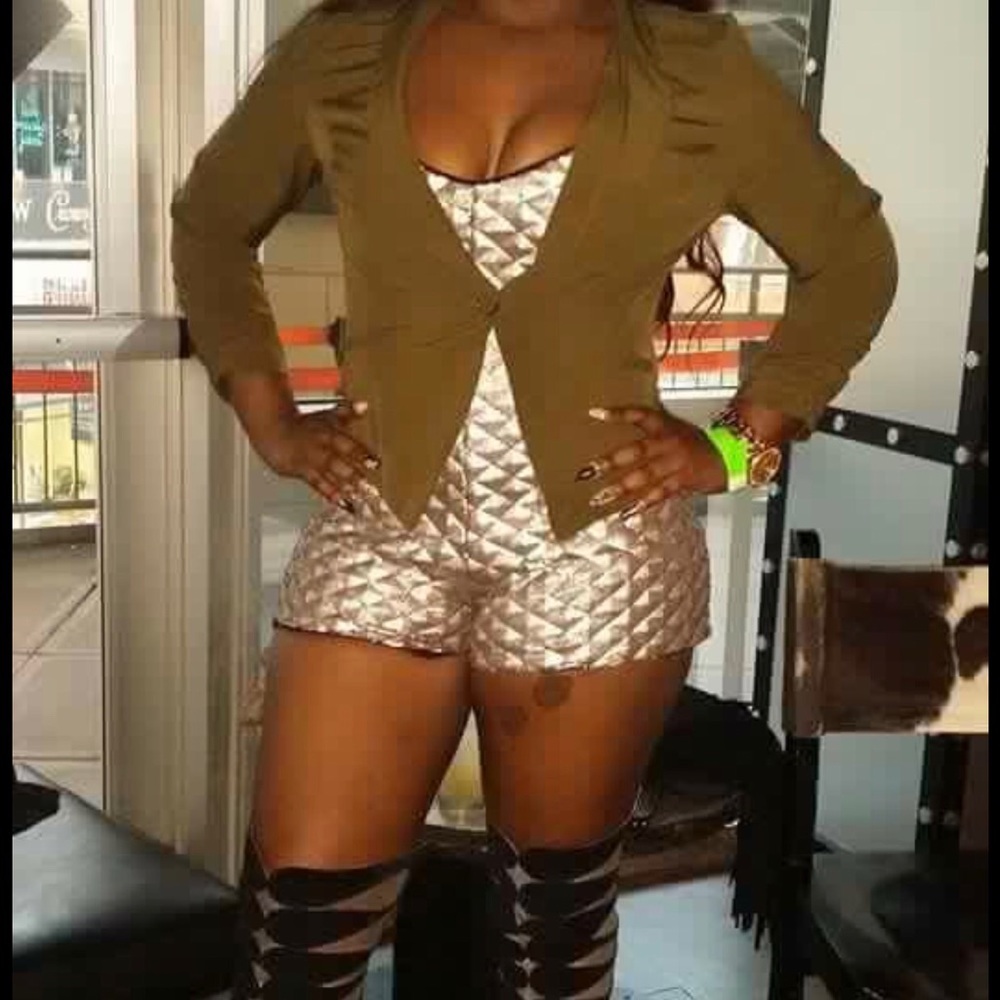 Metallic sequin romper