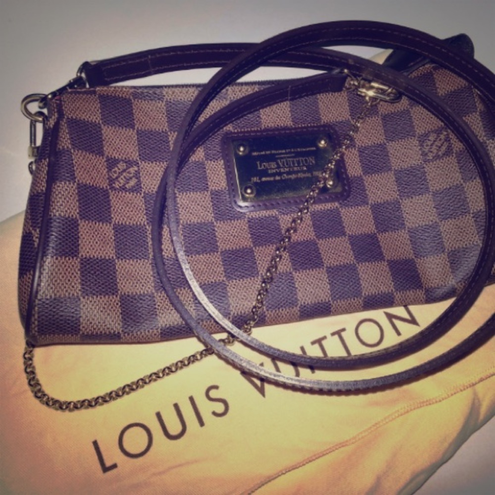 Louis Vuitton Damier Ebene Eva Clutch Handbag