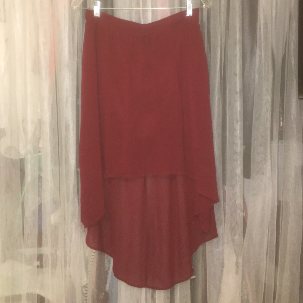 F21 burgundy skirt
