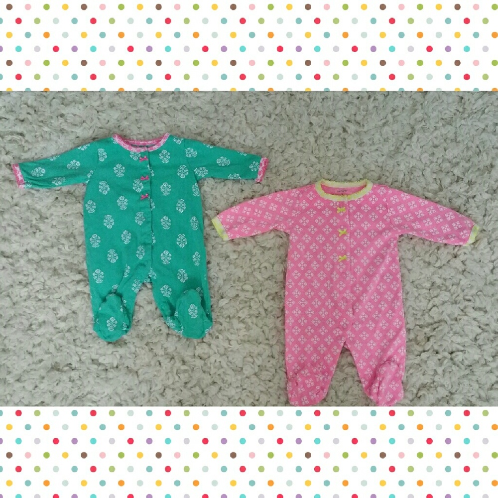 Two Multi Colored Carter's Footies