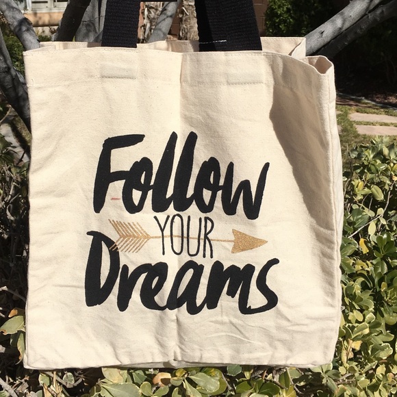 Handbags - Sturdy & roomy canvas tote - Follow Your Dreams