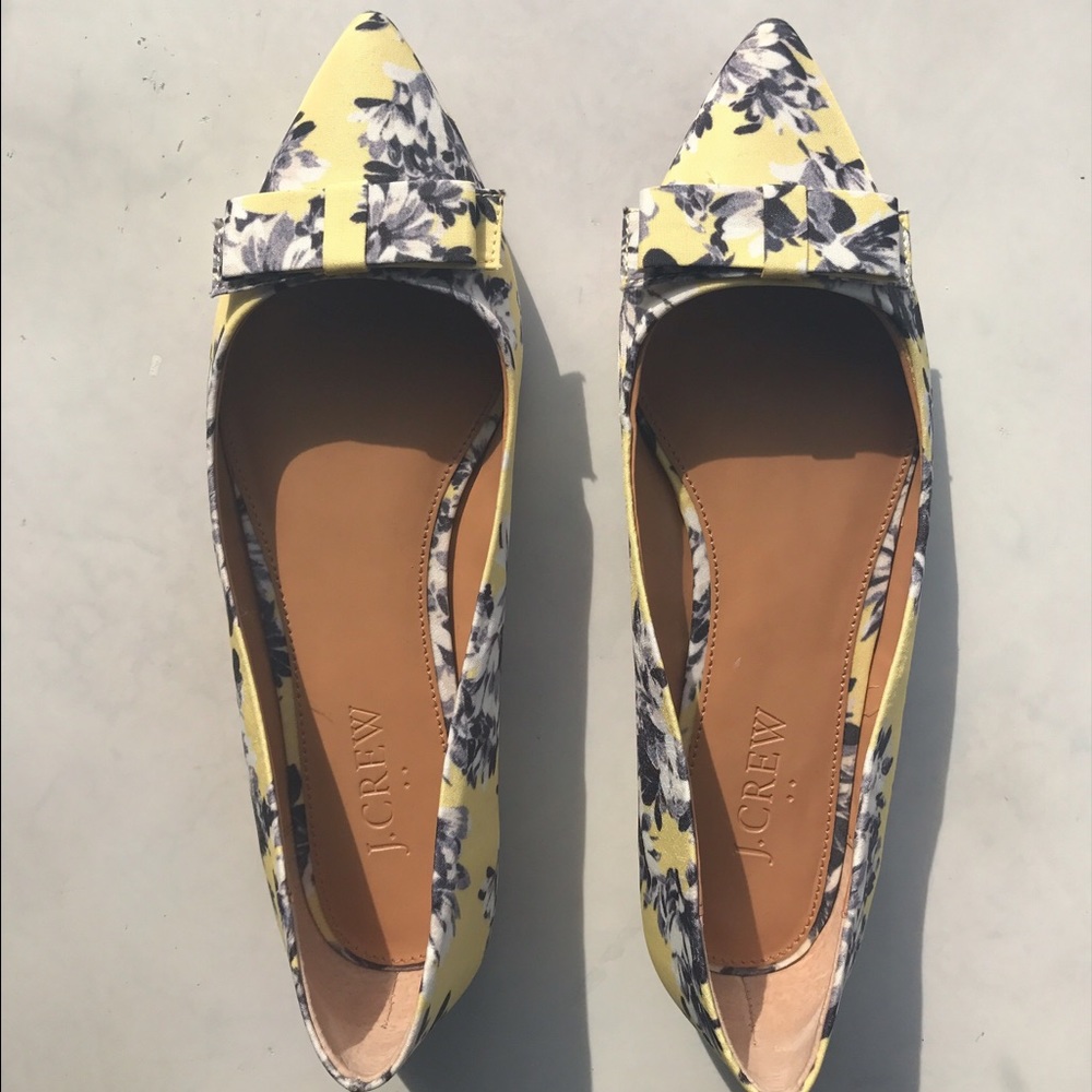 J. Crew yellow floral print flats