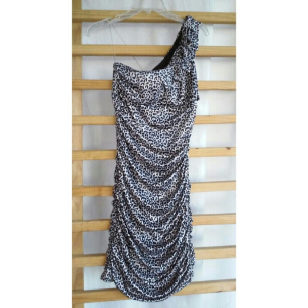 Cheetah Animal Print One Shoulder Dress