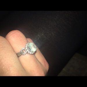 Round Aquamarine Diamond Ring