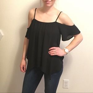 Black open shoulder/cold shoulder top