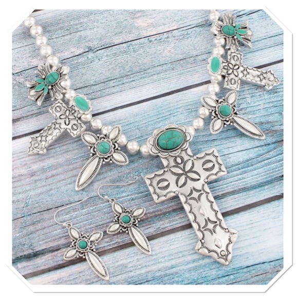 Boutique Jewelry - 🎉 HP 🎉 Beaded Cross Charm Necklace Boutique Jewelry - 🎉 HP 🎉 Beaded Cross Charm Necklace