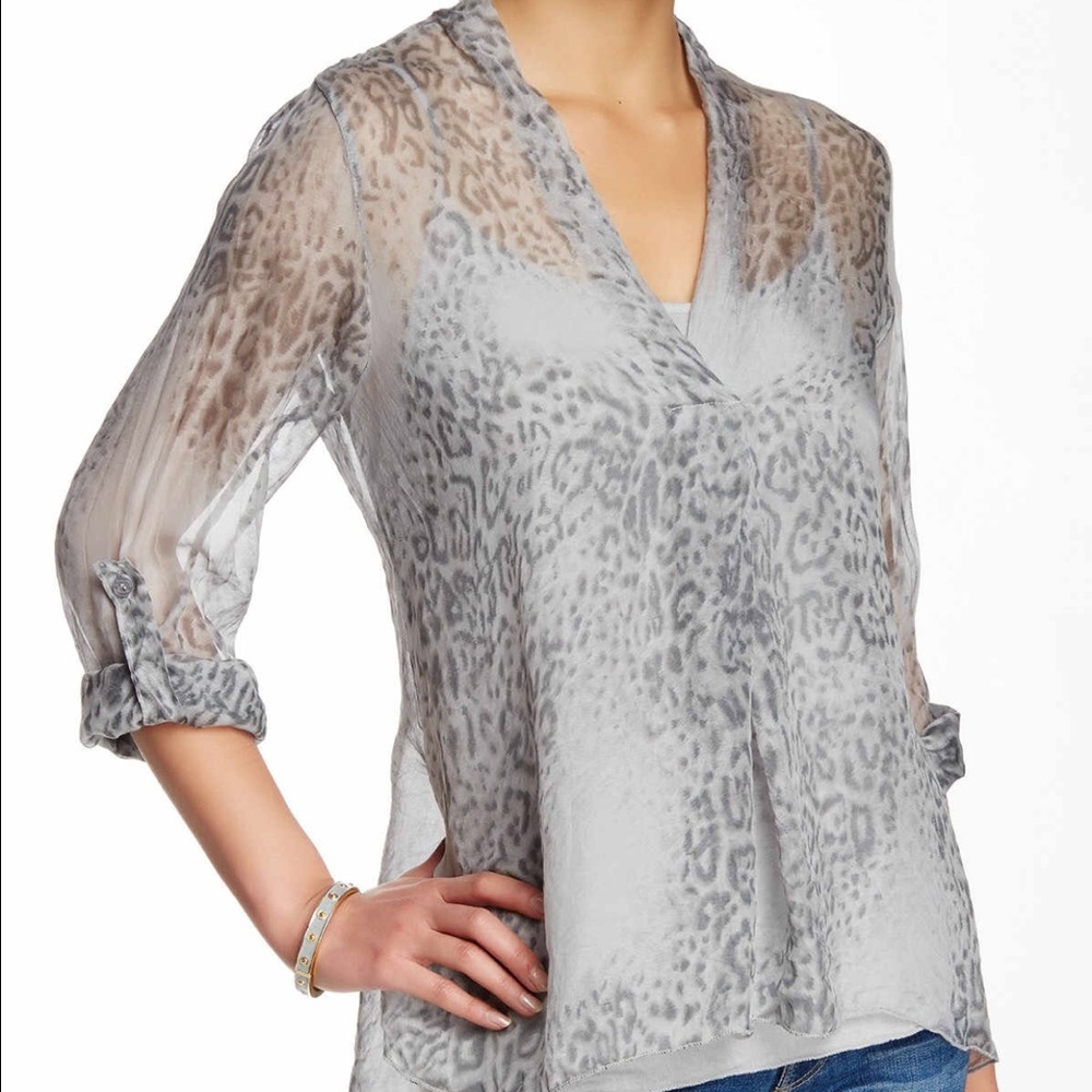 LUMA 💯 silk print blouse with matching tank.