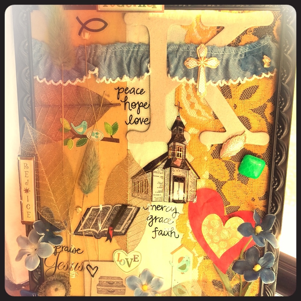 3D framed collage.