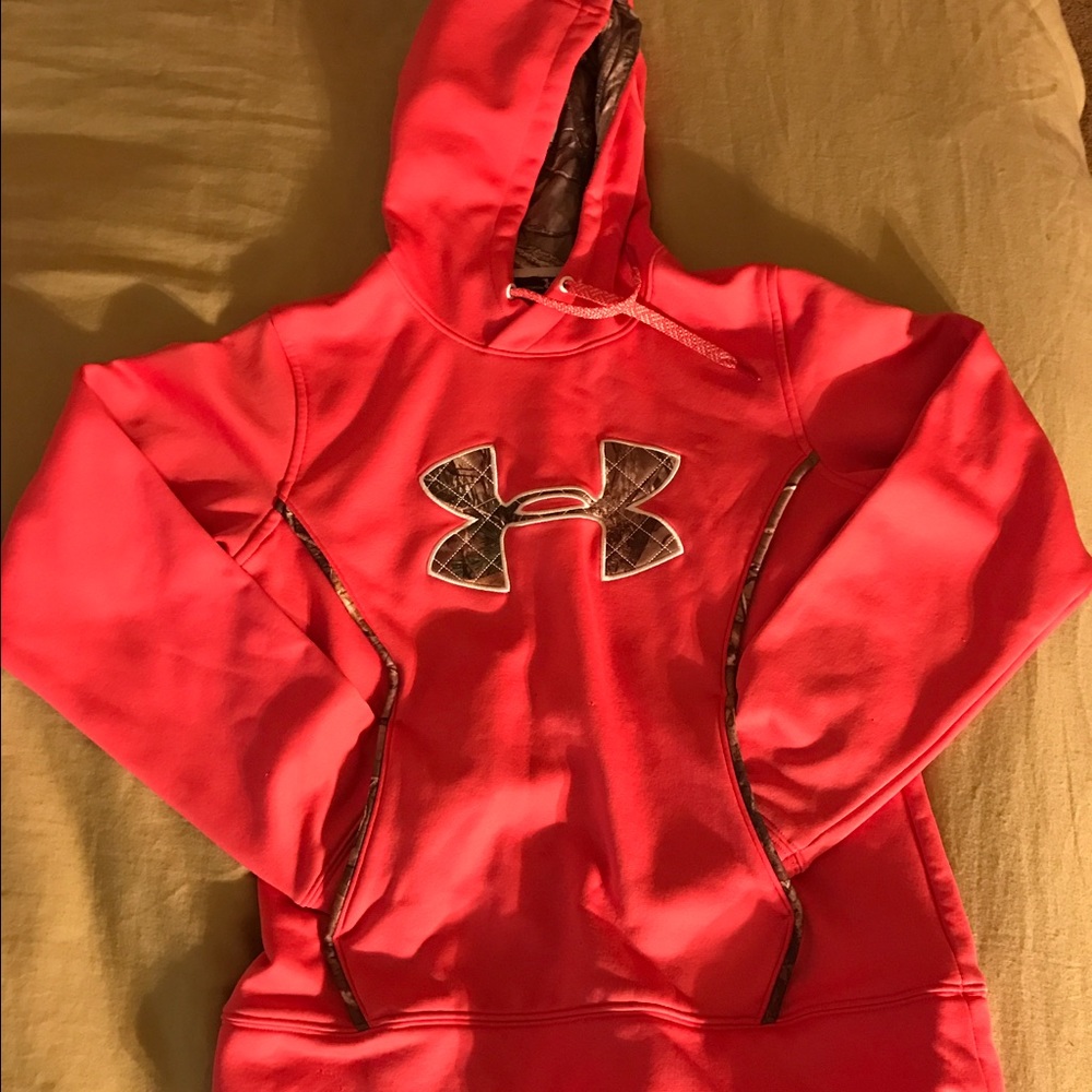 Pink and camo Underarmor hoodie