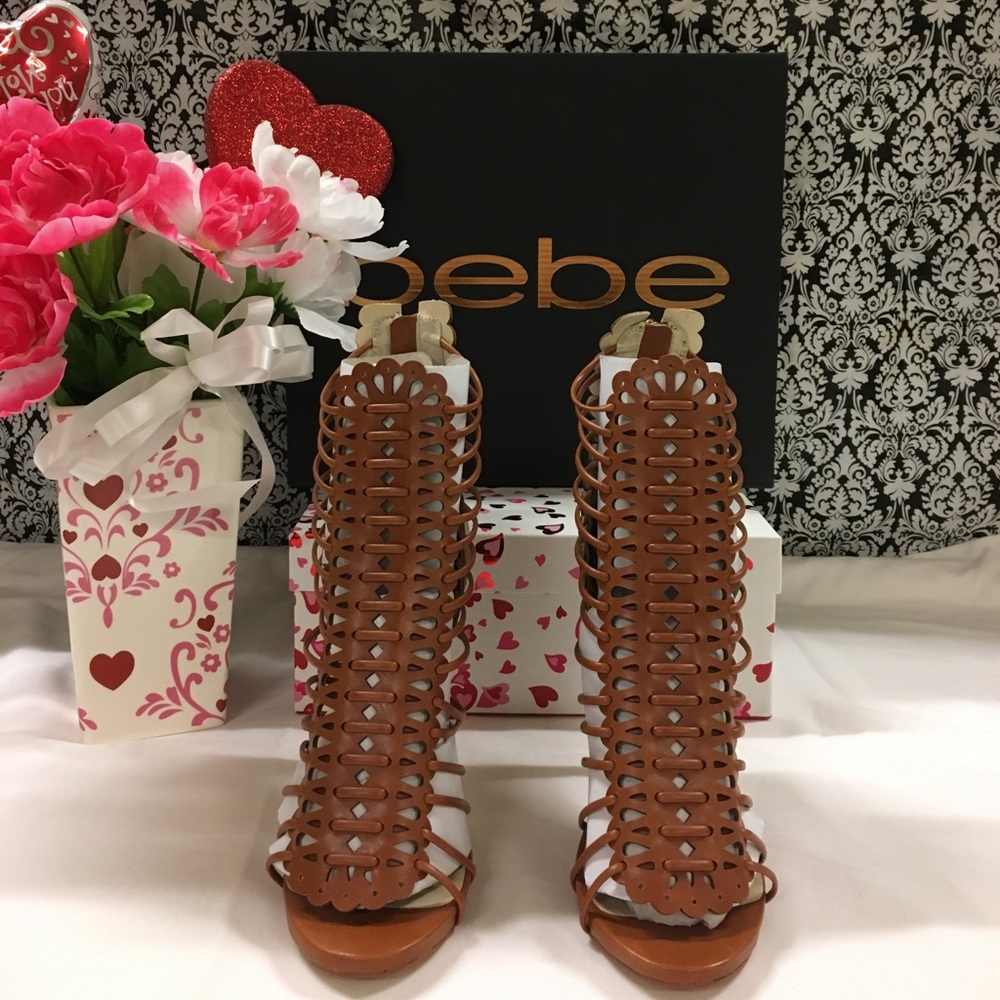 BEBE Flavia Laser Cut Booties Cognac SALE!! - Picture 4 of 8