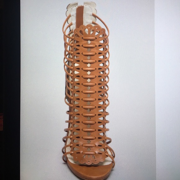 BEBE Flavia Laser Cut Booties Cognac SALE!! - Picture 2 of 8