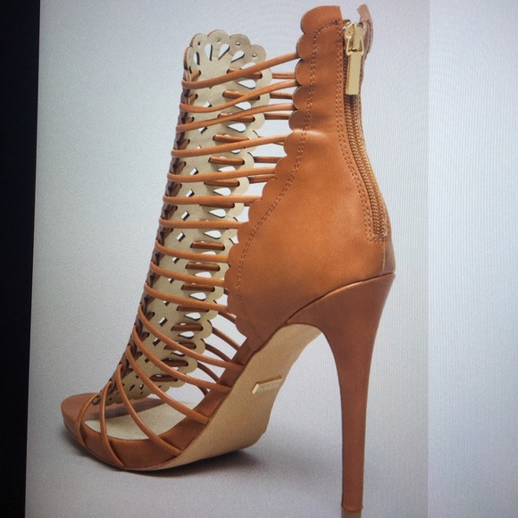 BEBE Flavia Laser Cut Booties Cognac SALE!! - Picture 3 of 8