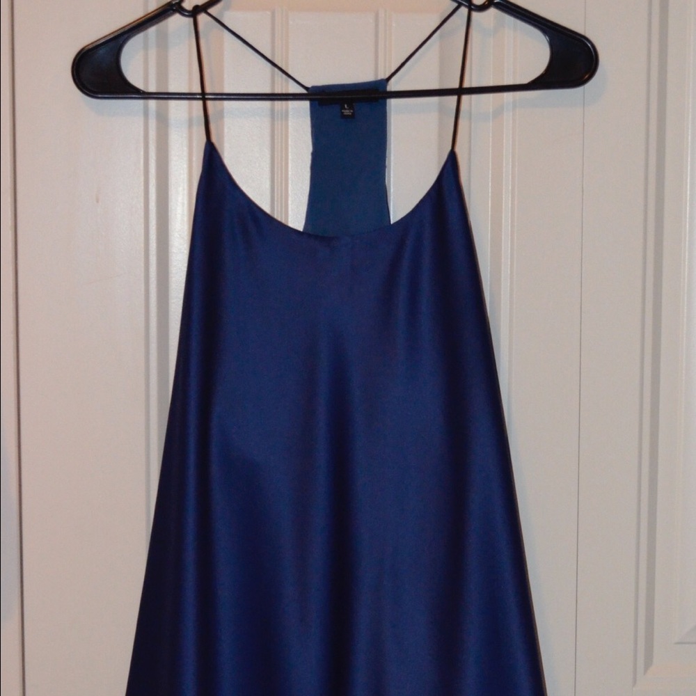 SPAGHETTI STRAP RACERBACK LOOSE FIT TOP (BLUE)
