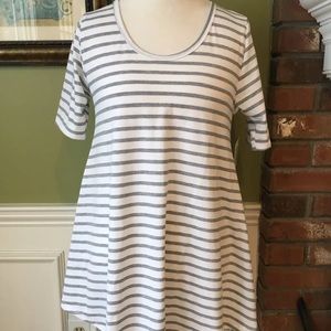 Lularoe small Perfect T Grey White Stripes