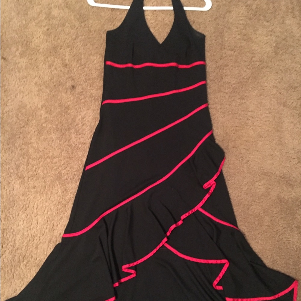 High-low flared halter dress