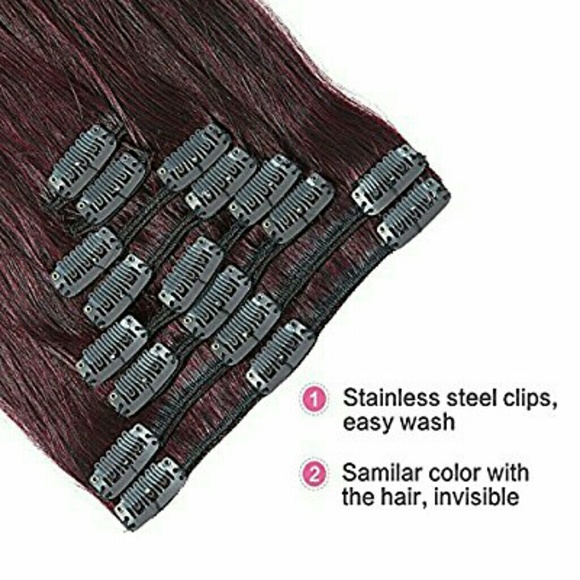Burgundy Red Full Clip in Extension 2 Sets main image 4