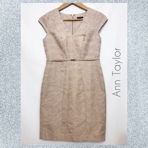 Ann Taylor Blush Beige Gold Dress