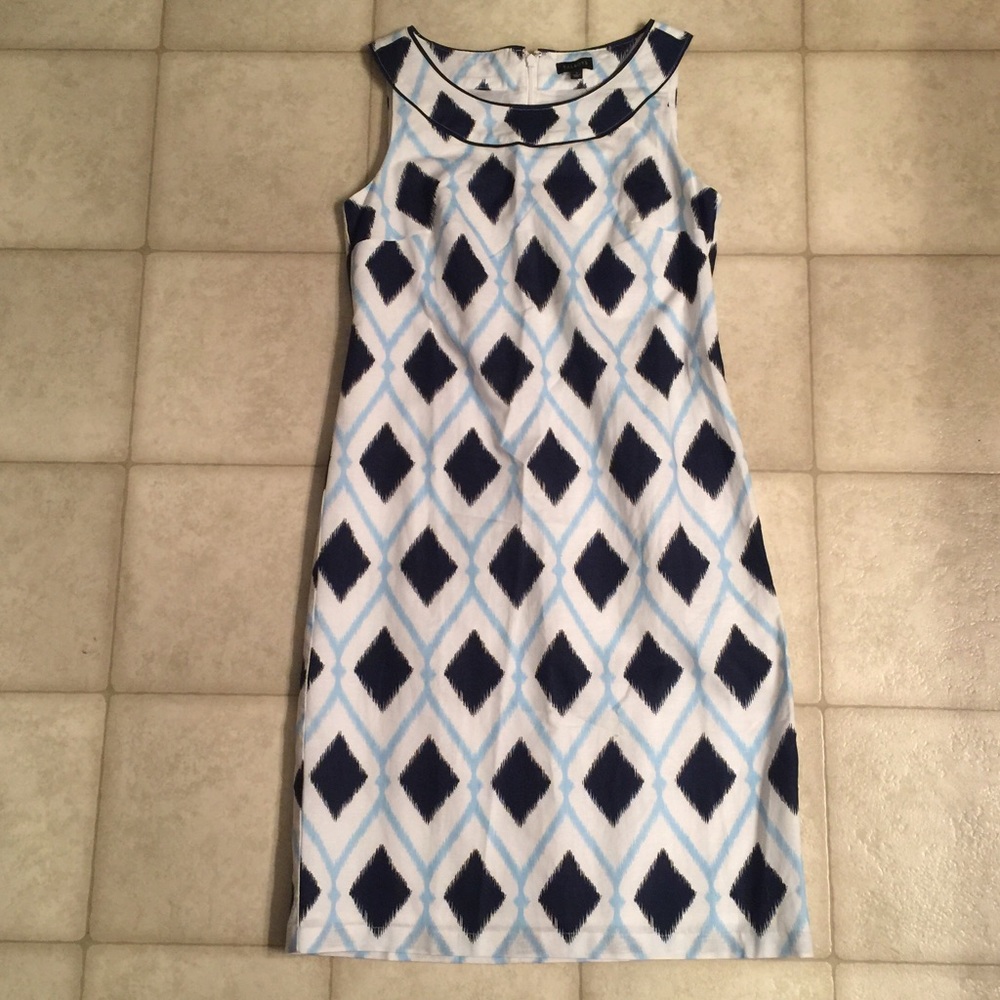 Light Blue/Navy/White Talbots Dress-Size 2