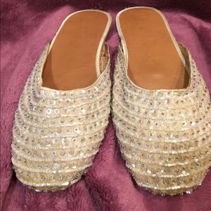 Abercrombie & Fitch light gold sequin flats.