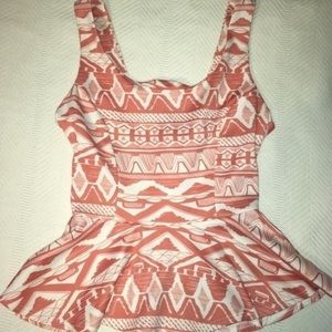 Print Peplum Top Print Peplum Top
