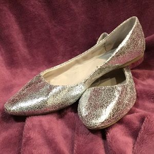 Glitzy silver flat shoes