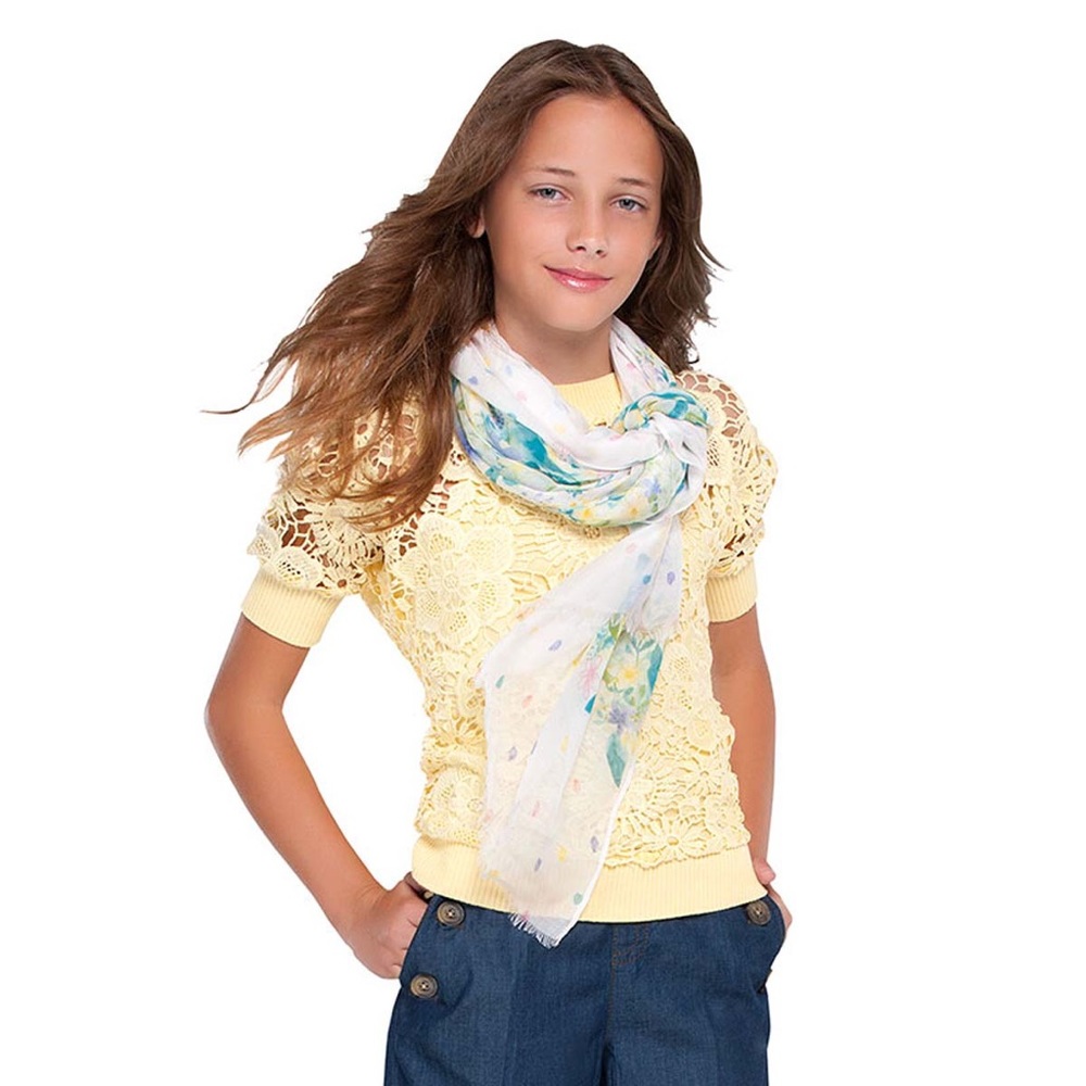 Mayoral Little-Big Girls Floral Lace Knit Top, Various Colors, Sizes 8-18