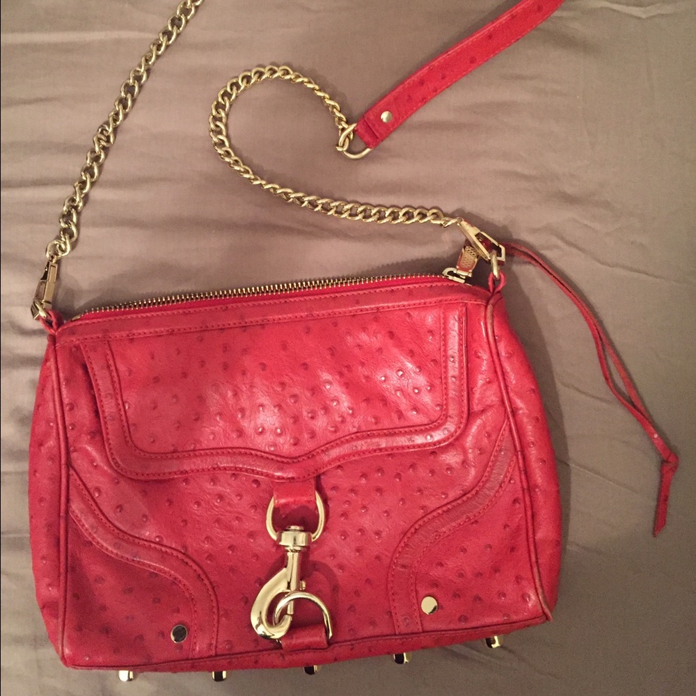 Rebecca Minkoff large ostrich embossed MAC bag