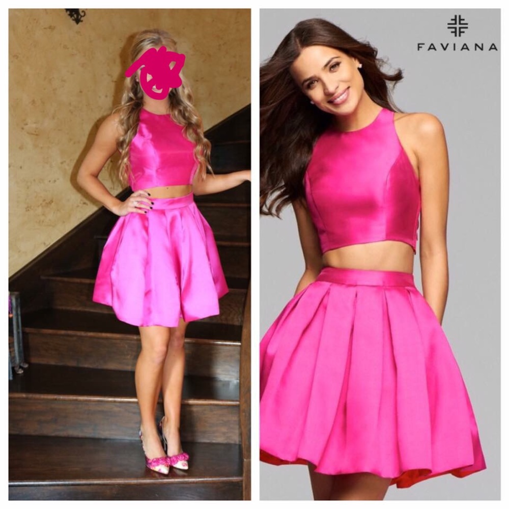 Faviana 2 piece hot pink dress. Size 2. Worn once