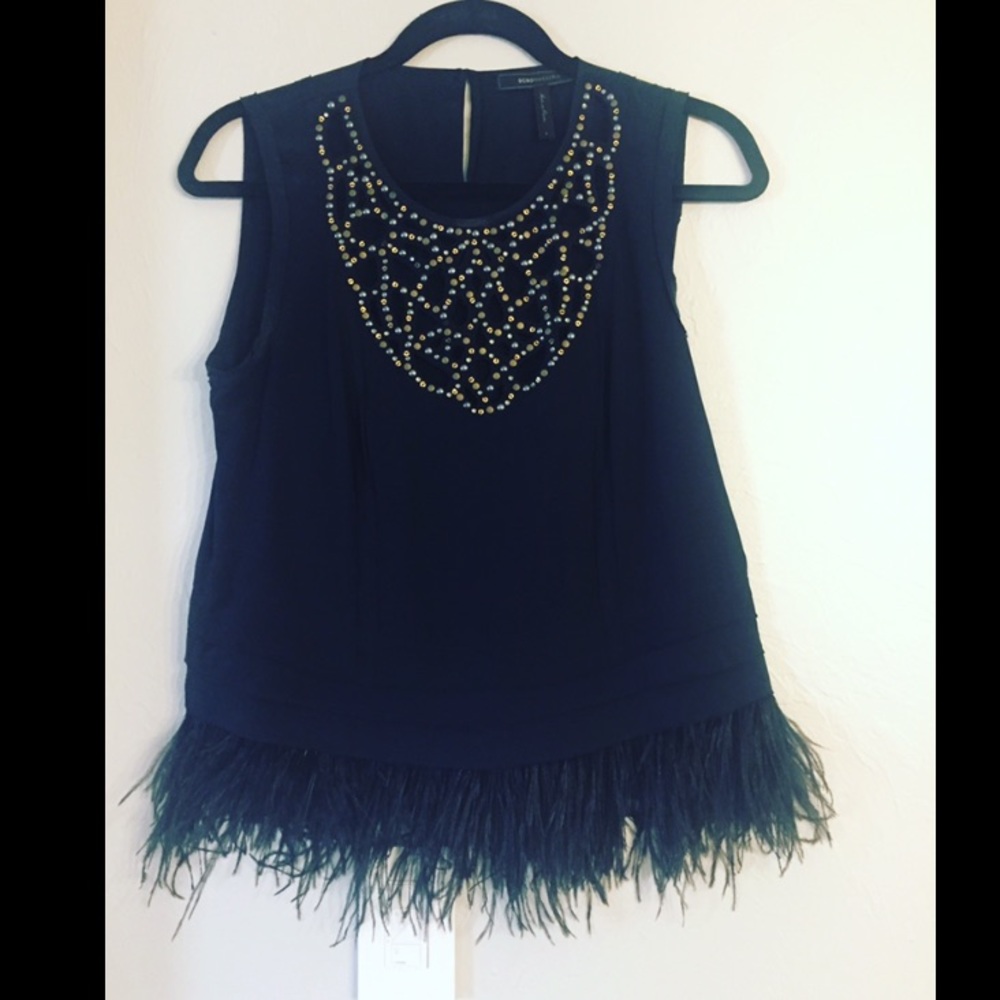 Embellished black tank top