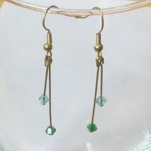 Handmade earrings with green and blue beads