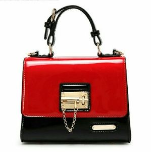 Black n Red Glossy crossbody bag