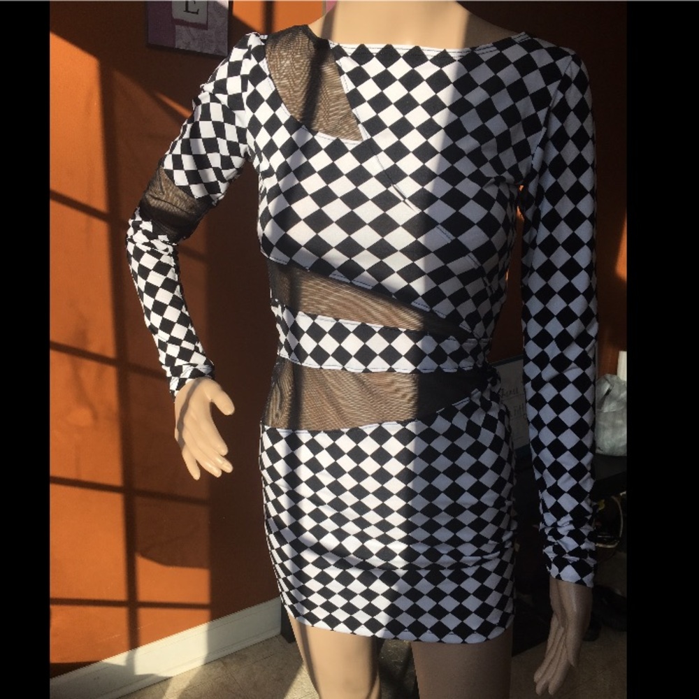 Checkered Sheer Dress
