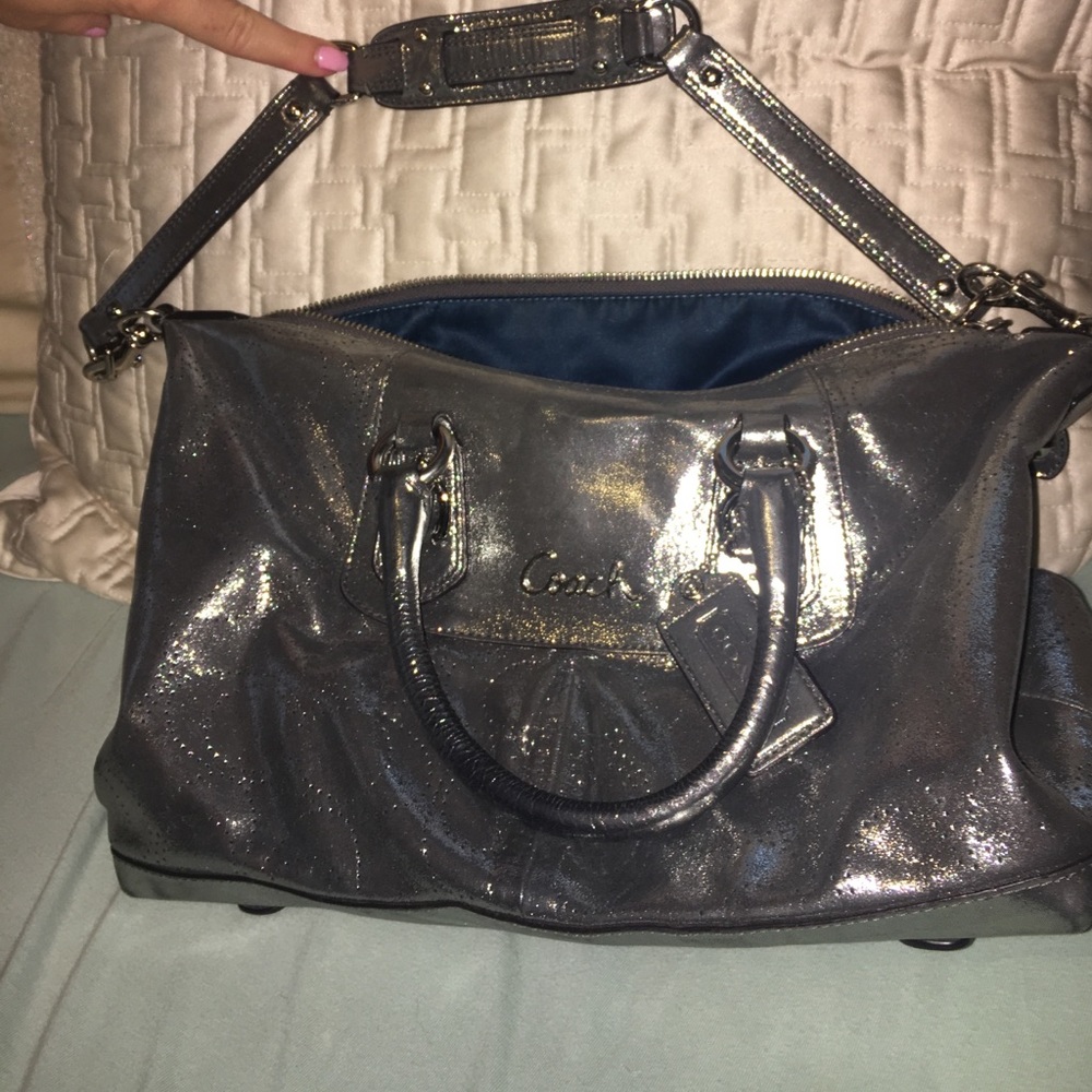 Shimmery Silver Coach Purse
