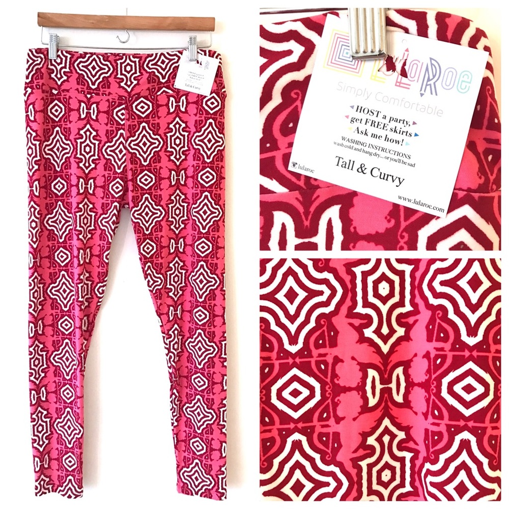 LulaRoe TC NWT Adorable White Pattern on Pink