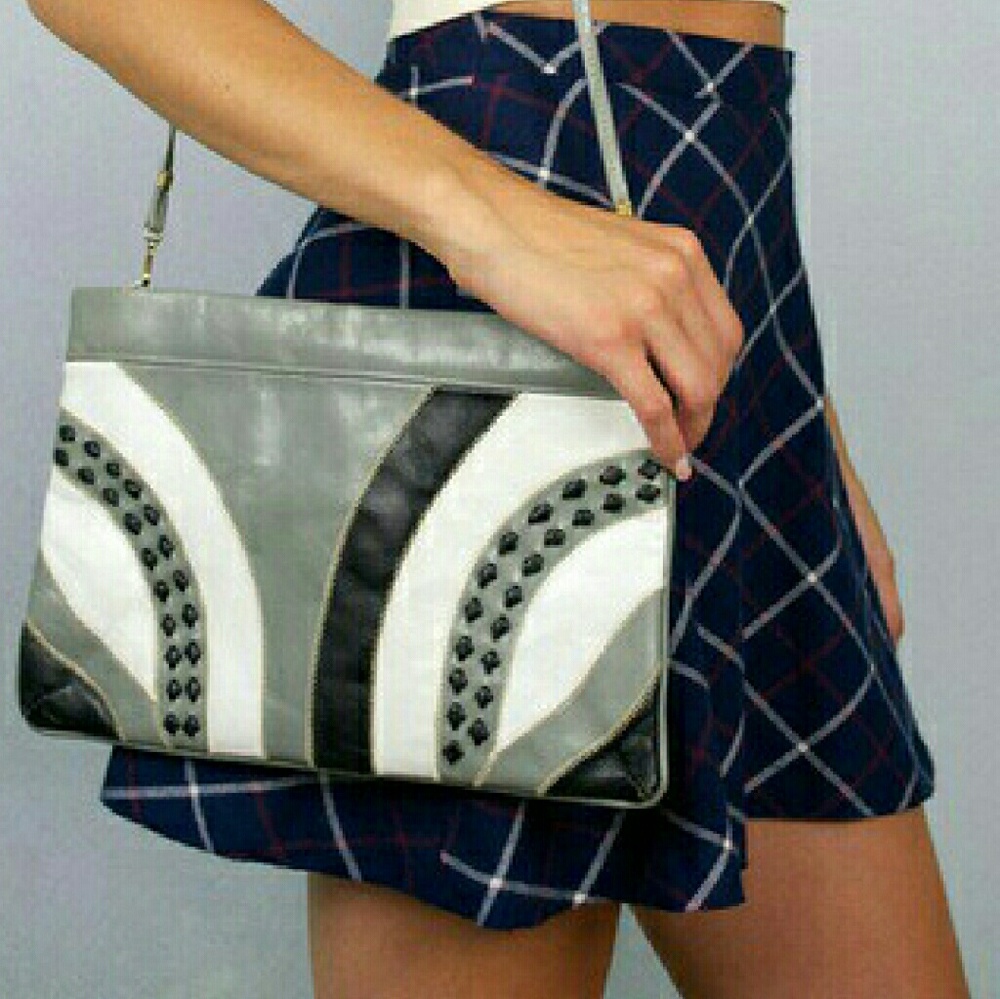 Vintage 80's Retro Leather Studded Clutch