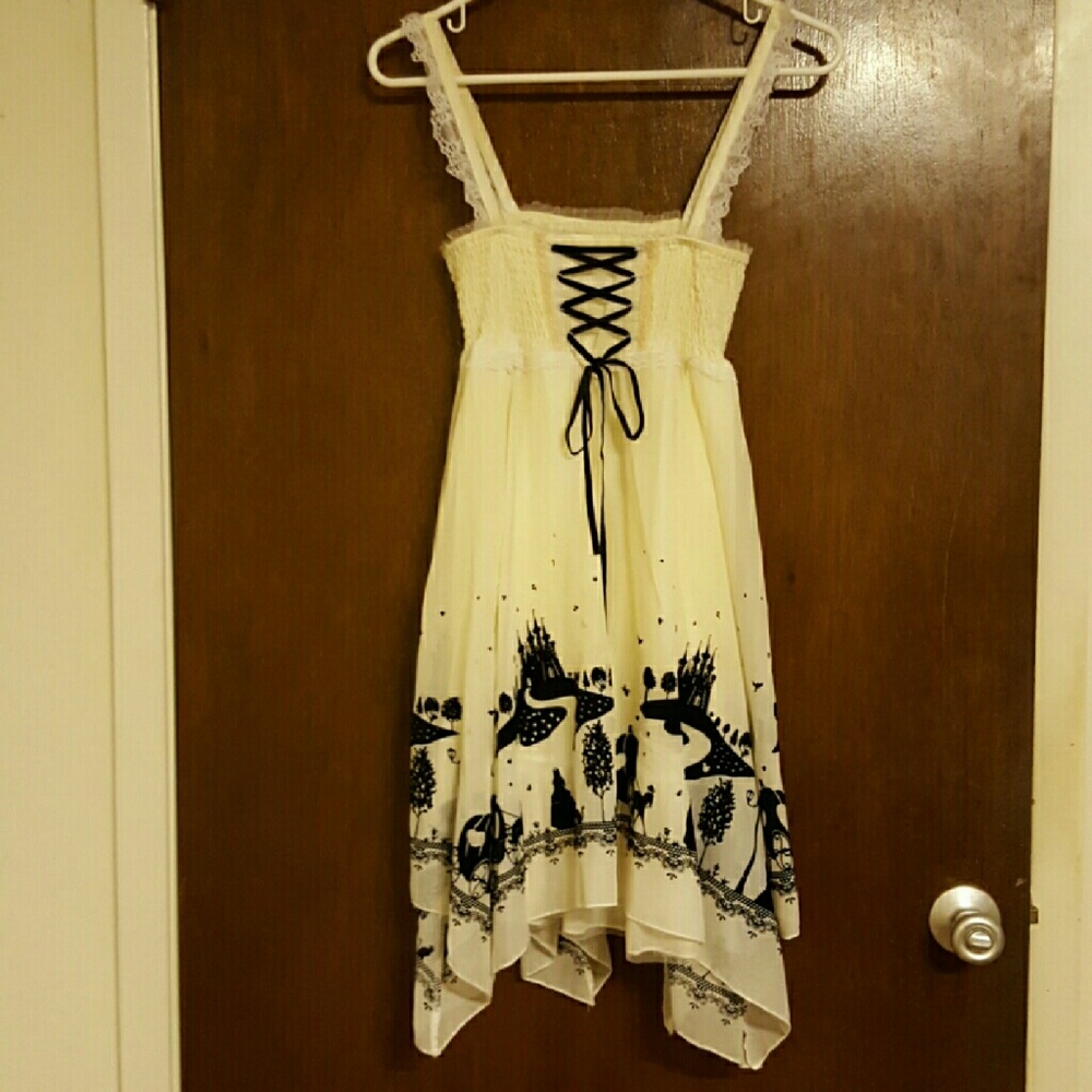 Lace-up print jsk